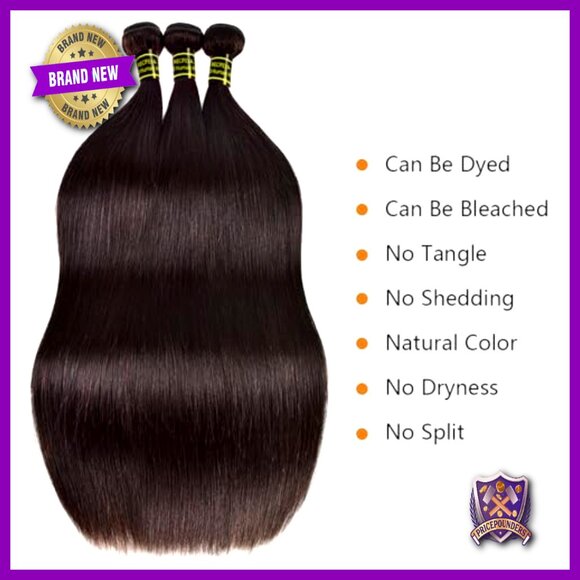 100% Brazilian Virgin Human Hair Extensions 24-28 Inch Straight Bundles main image 5